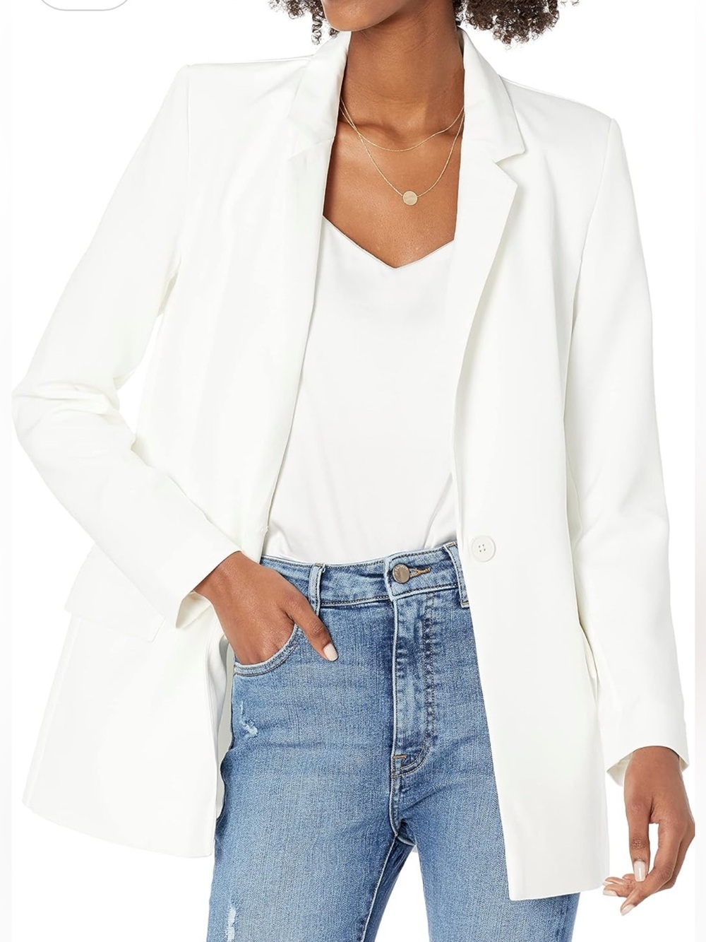 The Drop Women’s Small White One Button Blazer Stretch Tailored Workwear
